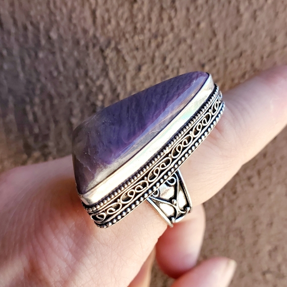 New Huge Charoite 925 Silver Statement Ring. - Picture 10 of 14